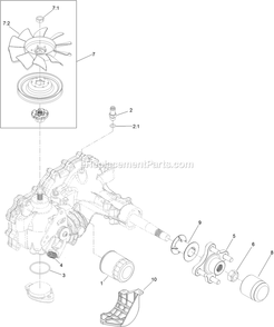 Lh Transaxle Assembly Diagram and Parts List for RAS730GKA603A3 (408644346-411294211)(2021) Exmark Lawn Mower