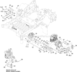 Park Brake Assembly Diagram and Parts List for LZX980EKC96RW0 (411294212-999999999)(2022) Exmark Lawn Mower