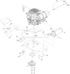 Engine Assembly Diagram and Parts List for LZS749AKC604A1 (411294212-999999999)(2022) Exmark Lawn Mower