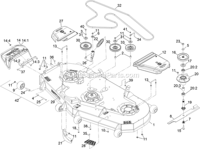 Deck Assembly Diagram and Parts List for LZS80TDYM724W0 (406294345-408644345)(2020) Exmark Lawn Mower