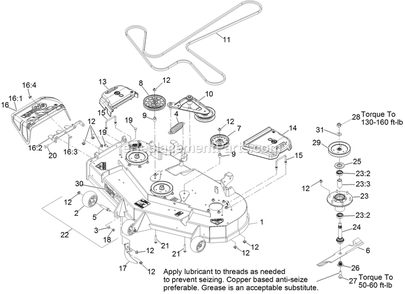 Deck Assembly Diagram and Parts List for LZS801KA524SS (312000000-312999999)(2012) Exmark Lawn Mower