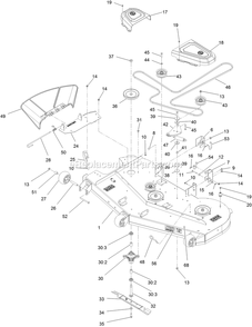 Deck Assembly Diagram and Parts List for QZS708GEM60200 (402082300-404314158)(2018) Exmark Lawn Mower