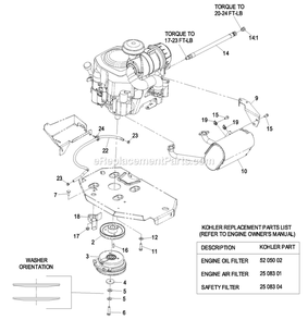 Engine Group (2) Diagram and Parts List for LZAS22KA484CA (850000-919999)(2010) Exmark Lawn Mower