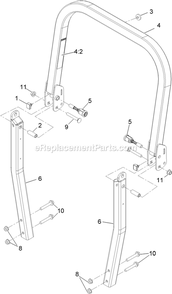 Roll-Over Protection System Assembly Diagram and Parts List for PNE651KA482 (314000000-314999999)(2014) Exmark Lawn Mower