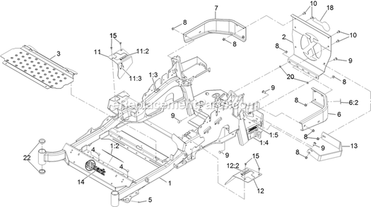Main Frame Assembly Diagram and Parts List for LZE751GKA524A2 (408644346-999999999)(2021) Exmark Lawn Mower