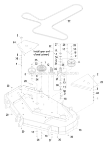 Deck Group (1) Diagram and Parts List for LHP20KC505 (600000-669999)(2006) Exmark Lawn Mower
