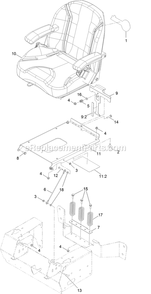 Seat Assembly Diagram and Parts List for PNE651GKA48200 (316000000-399999999)(2016) Exmark Lawn Mower