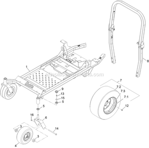 Main Frame Assembly Diagram and Parts List for PNS600KA443 (313000000-313999999)(2013) Exmark Lawn Mower