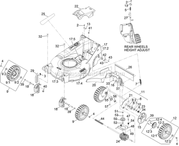 Deck And Wheel Assembly Diagram and Parts List for ECS180GKA21000 (315000000-315999999)(2015) Exmark Lawn Mower