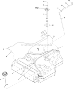 Fuel Tank Assembly (2) Diagram and Parts List for LZS749AKC72400 (400000000-402082299)(2017) Exmark Lawn Mower