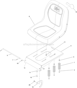 Seat Assembly Diagram and Parts List for QZE702GEM42200 (404314159-406294344)(2019) Exmark Lawn Mower