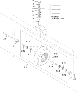 Caster Wheel And Fork Assembly Diagram and Parts List for SAR481KA30 (314000000-314999999)(2014) Exmark Aerator
