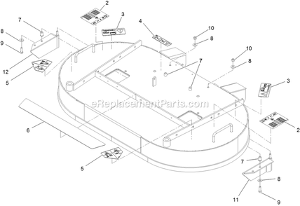 Deck With Decals Assembly Diagram and Parts List for NVS740CKC42000 (406294345-408644345)(2020) Exmark Lawn Mower