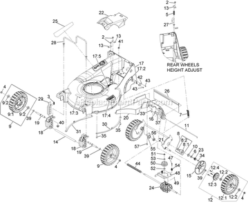 Deck And Wheel Assembly Diagram and Parts List for ECXKA21 (314000000-314999999)(2014) Exmark Lawn Mower