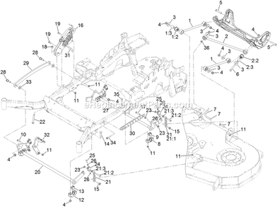 Deck Lift Assembly Diagram and Parts List for LZS749AKC72400 (316000000-316999999)(2016) Exmark Lawn Mower