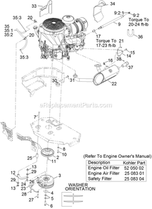 Engine Assembly Diagram and Parts List for LZX940EKC606 (313000000-313999999)(2013) Exmark Lawn Mower