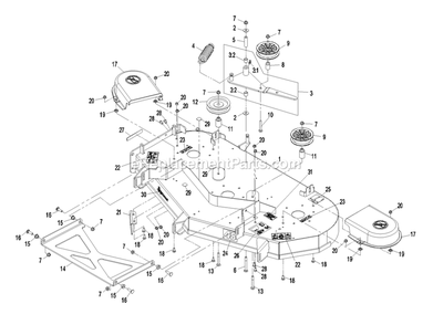 Deck Group (2) Diagram and Parts List for QST20BE422 (790000-849999)(2009) Exmark Lawn Mower