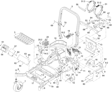 Main Frame Assembly Diagram and Parts List for LZS29PKA724 (920000-999999)(2011) Exmark Lawn Mower
