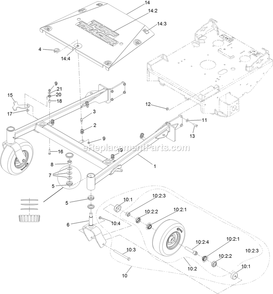 Main Frame Assembly Diagram and Parts List for TTX691CKA60400 (404314159-406294344)(2019) Exmark Lawn Mower