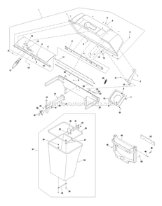 Hood And Bag Assembly Diagram and Parts List for LHPUV4448 (790000-849999)(2009) Exmark Lawn Tractor Accessories
