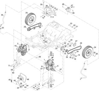 Ground Drive Assembly Diagram and Parts List for ARX440CKC24000 (404314159-406294344)(2019) Exmark Aerator