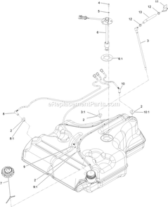 Fuel Tank Assembly Diagram and Parts List for LZS850EKA604W0 (404314159-406294344)(2019) Exmark Lawn Mower