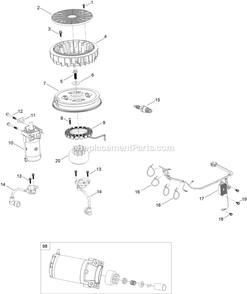 Ignition And Electrical Assembly Diagram and Parts List for RAE708GEM52300 (400000000-402082299)(2017) Exmark Lawn Mower