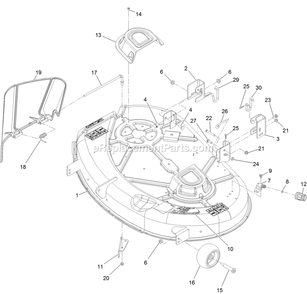 Deck Assembly Diagram and Parts List for QTE452CEM42100 (316000000-399999999)(2016) Exmark Lawn Mower