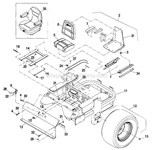 Main Frame Group Diagram and Parts List for LZ22KC604 (190000-219999)(1999) Exmark Lawn Mower