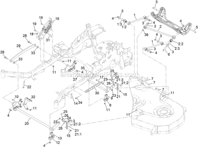 Deck Lift Assembly Diagram and Parts List for LZS740PKC72400 (315000000-315999999)(2015) Exmark Lawn Mower