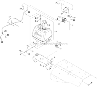 Fuel Assembly Diagram and Parts List for SAR481KA30CA (314000000-314999999)(2014) Exmark Aerator