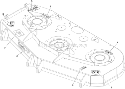 Deck With Decals Assembly Diagram and Parts List for VTS740EKC604 (314000000-314999999)(2014) Exmark Lawn Mower