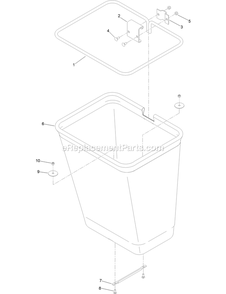 Bag Assembly Diagram and Parts List for 126-8680 (406294345-408644345)(2020) Exmark Lawn Tractor Accessories