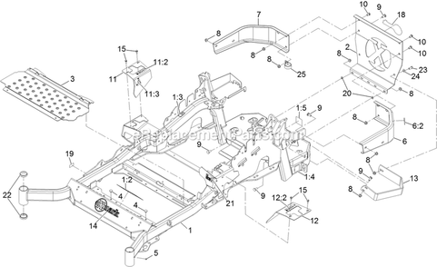 Main Frame Assembly Diagram and Parts List for LZX940EKC60600 (316000000-399999999)(2016) Exmark Lawn Mower