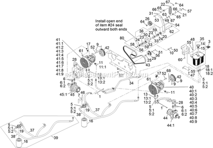 Hydraulic Assembly Diagram and Parts List for LZD25KD605 (920000-999999)(2011) Exmark Lawn Mower