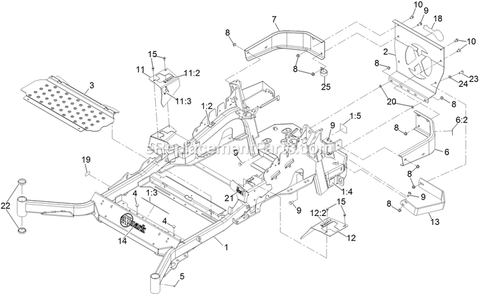 Main Frame Assembly Diagram and Parts List for LZX980EKC726T0 (316000000-399999999)(2016) Exmark Lawn Mower
