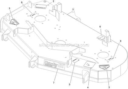 Deck With Decals Assembly Diagram and Parts List for PNS720KC523SS (314000000-314999999)(2014) Exmark Lawn Mower