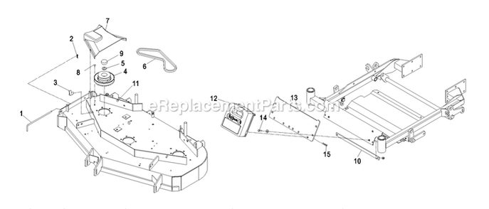 Deck Components And Front Weights (1) Diagram and Parts List for LHPUV5256 (850000-And Higher)(2010) Exmark Lawn Tractor Accessories