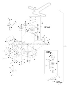Deck Group Diagram and Parts List for LCT4818BV (510000-599999)(2005) Exmark Lawn Mower