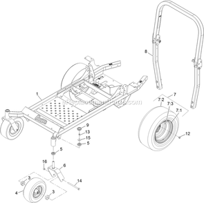 Main Frame Assembly Diagram and Parts List for PNS651KA483 (314000000-314999999)(2014) Exmark Lawn Mower