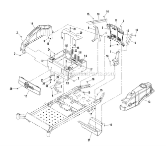 Frame Group (2) Diagram and Parts List for QST20BE422 (790000-849999)(2009) Exmark Lawn Mower