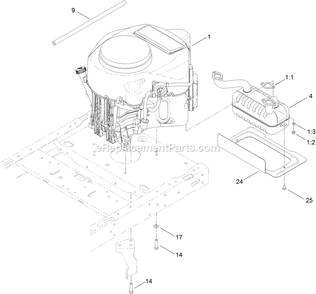 Engine And Muffler Assembly Diagram and Parts List for QTE651KA421 (313000000-313999999)(2013) Exmark Lawn Mower