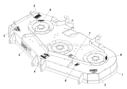 Deck With Decals Assembly (3) Diagram and Parts List for LZAS20BV484 (790000-849999)(2009) Exmark Lawn Mower