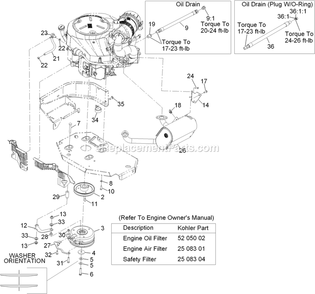 Engine Assembly Diagram and Parts List for LZX38KC726SS (920000-999999)(2011) Exmark Lawn Mower