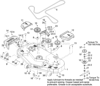 Deck Assembly Diagram and Parts List for PNS720KC523SS (314000000-314999999)(2014) Exmark Lawn Mower