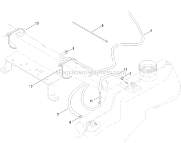 Fuel Delivery Assembly Diagram and Parts List for QSS725GKC50200 (315000000-315999999)(2015) Exmark Lawn Mower