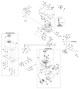 Ecs Upper Handles And Controls Diagram and Parts List for M16KA362P (850000-919999)(2010) Exmark Lawn Mower