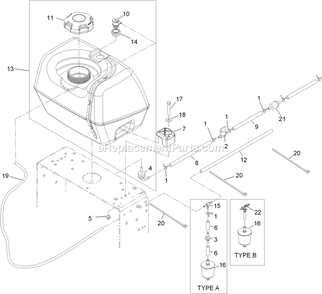 Fuel Tank Assembly Diagram and Parts List for TTS20KAE523 (920000-999999)(2011) Exmark Lawn Mower
