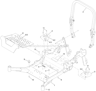 Frame Assembly Diagram and Parts List for LZS80TDYM604W0 (406294345-408644345)(2020) Exmark Lawn Mower