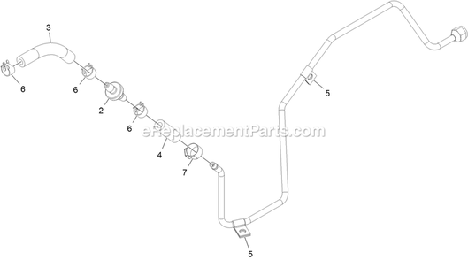 Left Fuel Line Assembly Diagram and Parts List for STS651GKA48400 (406294345-408644345)(2020) Exmark Lawn Mower